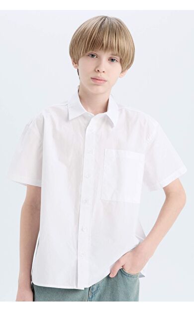 DeFacto Erkek Çocuk Oversize Geniş Kalıp Polo Yaka Paraşüt Kısa Kollu Gömlek E1588A825HSWT34