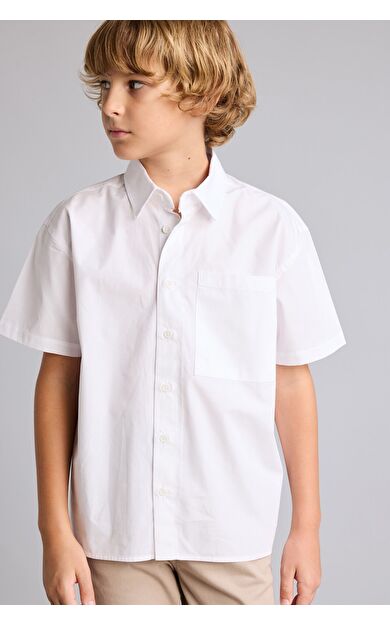 DeFacto Erkek Çocuk Oversize Geniş Kalıp Polo Yaka Paraşüt Kısa Kollu Gömlek E1588A825HSWT34