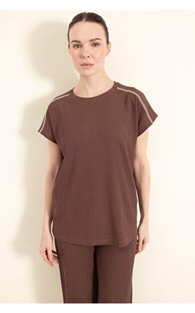 DeFacto Regular Fit Bisiklet Yaka Bürümcük Kısa Kollu Tişört E1639AX25SPBN320