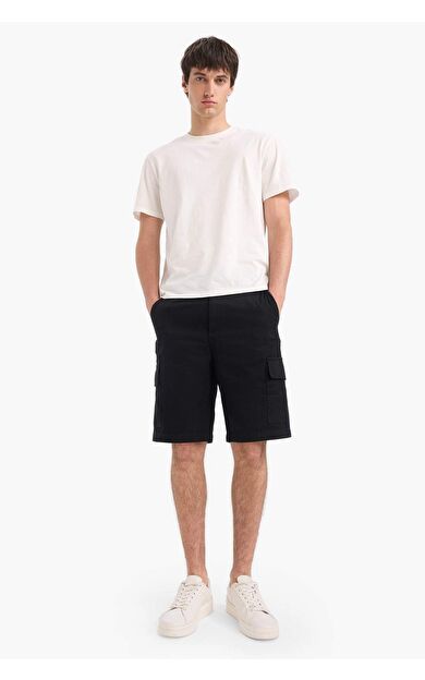 DeFacto %100 Pamuk Regular Kargo Cepli Bermuda Şort E1708AX25SMBK81