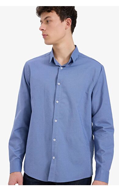 DeFacto Regular Fit Polo Yaka Keten Yazlık Uzun Kollu Gömlek E1729AX25SPBE783