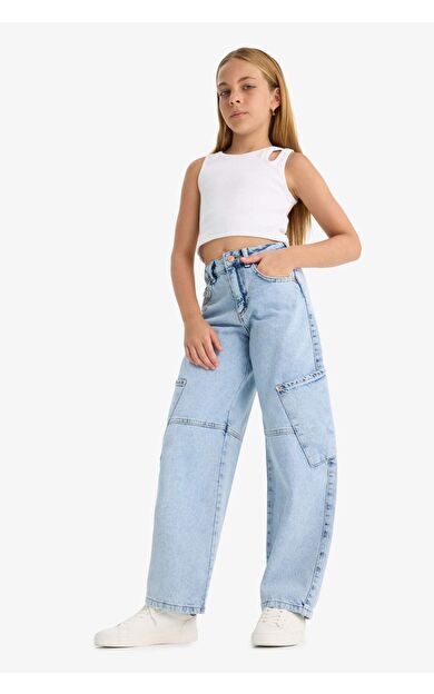 DeFacto Kız Çocuk Baggy Fit Jogger Paça Jean Pantolon