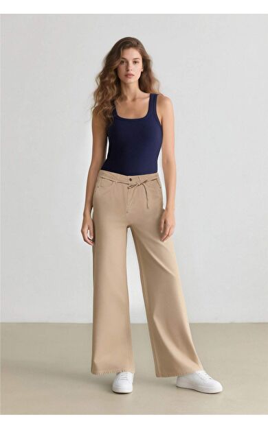 DeFacto Coool Gabardin Pantolon Wide Leg Yüksek Bel Geniş Bol Paça E1794AX25SPER222