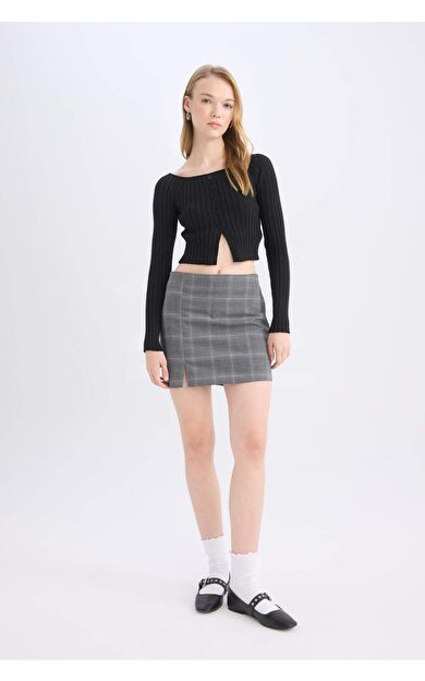 Coool Baskılı Yüksek Bel Mini Etek