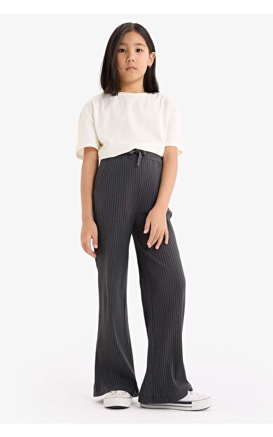 DeFacto Kız Çocuk Esnek Belli Fitilli Wide LegGeniş Paça Pantolon