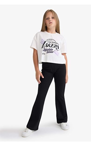 Kız Çocuk Basic Düz İspanyol Paça Tayt