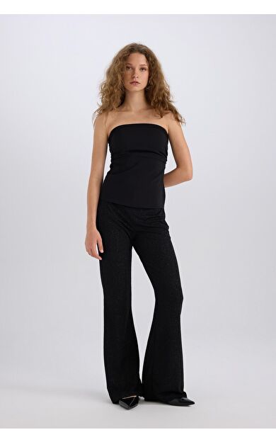 DeFacto Flare Fit Düz Paça Uzun Boy Bürümcük Pantolon