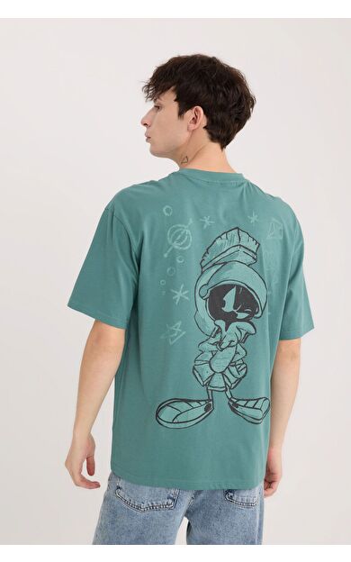 DeFacto Looney Tunes Boxy Fit Bisiklet Yaka Sırt Baskılı Kısa Kollu Tişört E1872AX25SPGN469