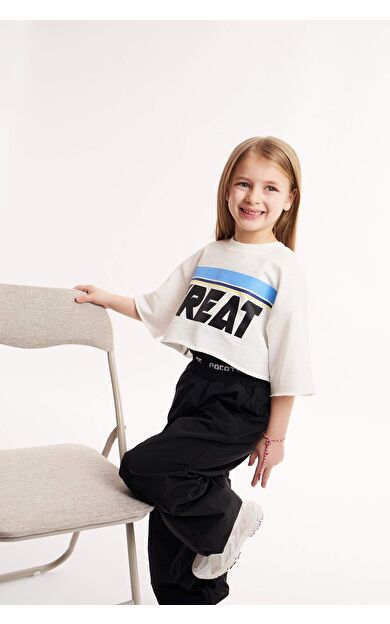 DeFacto Kız Çocuk Bisiklet Yaka Baskılı Kısa Kollu Tişört E1880A825SMER85