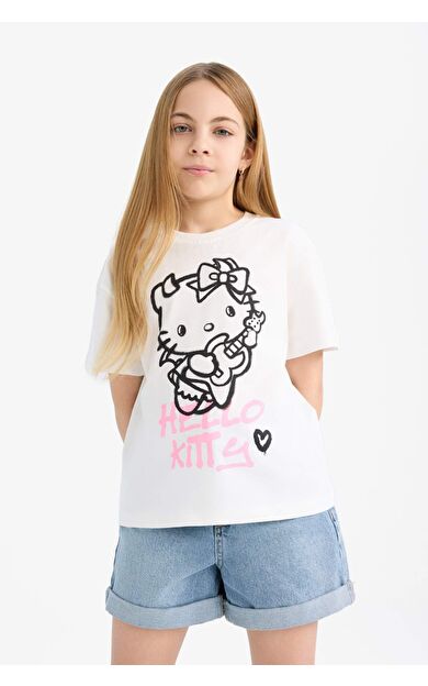 DeFacto Kız Çocuk Hello Kitty Relax Fit Kısa Kollu Tişört E1883A825SMER85