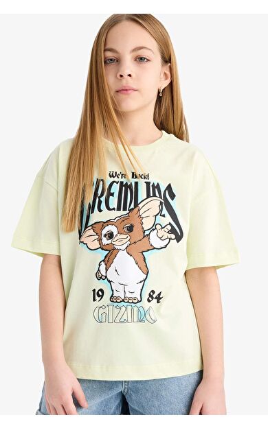 DeFacto Kız Çocuk Gremlins Oversize Geniş Kalıp Bisiklet Yaka Kısa Kollu Tişört