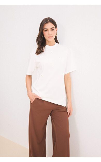 DeFacto Relax Fit Bisiklet Yaka Basic Düz Kısa Kollu Tişört Tunik