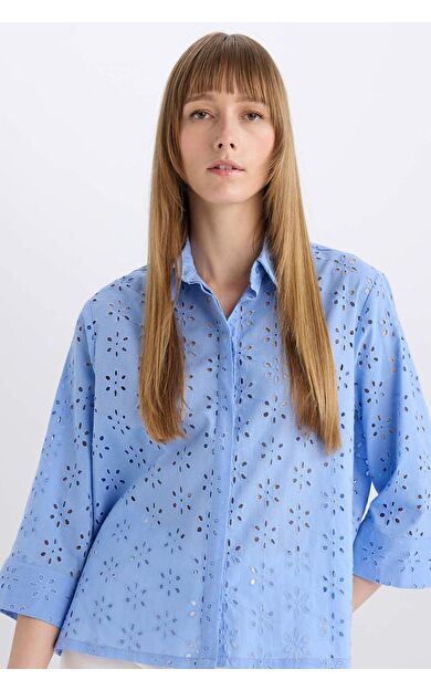 DeFacto Regular Fit Brode Uzun Kollu Gömlek E2005AX25SPBE339