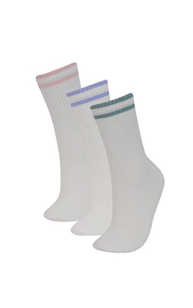 DeFacto Kadın 3'lü Pamuklu Uzun Çorap E2057AXNSWT1