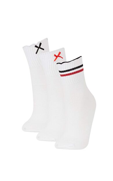 DeFacto Kadın Kurdele 3'lü Pamuklu Soket Çorap E2063AXNSWT1
