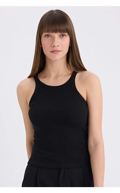 DeFacto Slim Fit Dar Kesim Halter Yaka Basic Düz Fitilli Kaşkorse Atlet
