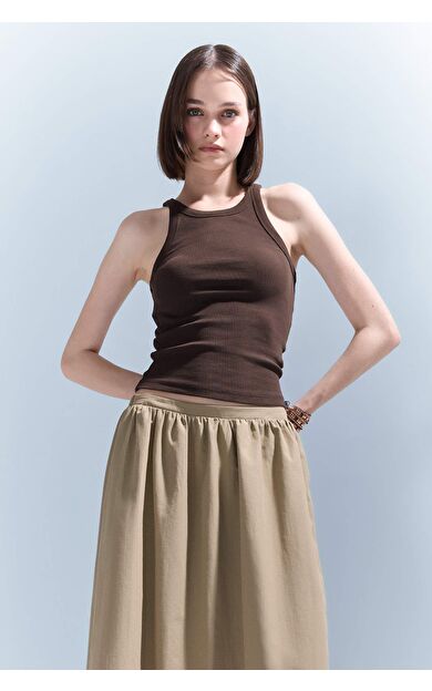 DeFacto Slim Fit Dar Kesim Halter Yaka Fitilli Kaşkorse Atlet E2176AX25SPBN341