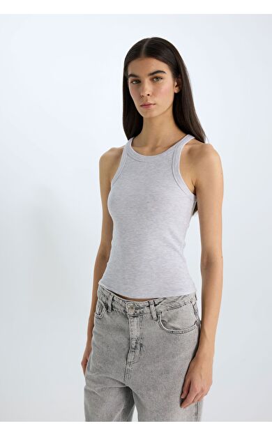 DeFacto Slim Fit Dar Kesim Halter Yaka Fitilli Kaşkorse Atlet E2176AX25SPGR93