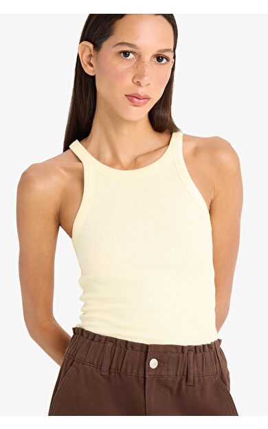 DeFacto Slim Fit Dar Kesim Halter Yaka Fitilli Kaşkorse Atlet E2176AX25SPYL450