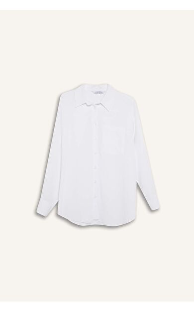 DeFacto Oversize Geniş Kalıp Keten Karışımlı Uzun Kollu Gömlek