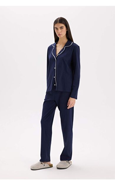 DeFacto Fall in Love Pijama Takımı Regular Fit Uzun Kollu Üst Uzun Alt