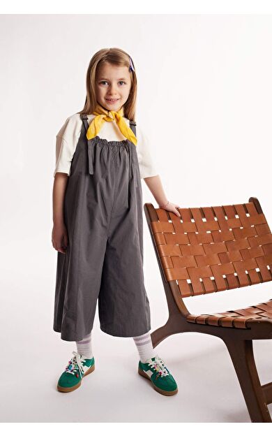 Kız Çocuk Askılı Poplin Tulum