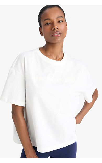 DeFactoFit NBA Brooklyn Nets Oversize Fit Bisiklet Yaka Baskı Sporcu Kısa Kollu Tişört