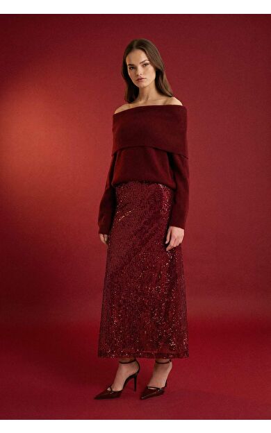 DeFacto Yılbaşı Temalı A Kesim Normal Bel Tül Maxi Etek