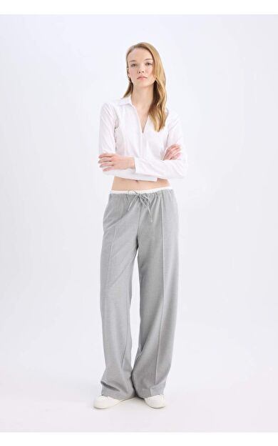 DeFacto Wide Leg Normal Bel Geniş Cepli Pensli Bol Paça Pantolon E2470AX24WNGR28