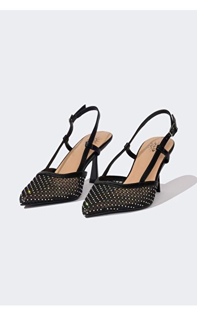 Kadın Yüksek Taban Suni Deri Topuklu Sandalet