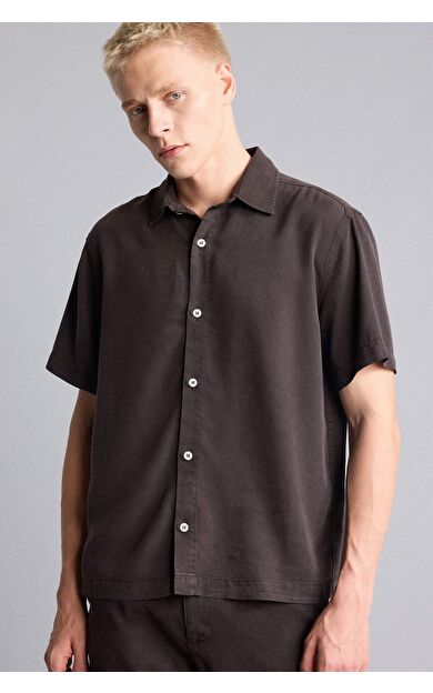 DeFacto Regular Fıt Tencel Kısa Kollu Gömlek