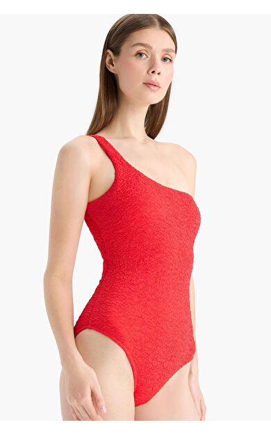 DeFacto Regular Fit Gofre Dokulu Tek Omuz Mayo-Fall in Love