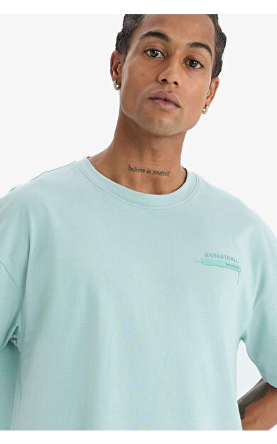 DeFacto DeFactoFit Oversize Geniş Kalıp Bisiklet Yaka Baskılı Sporcu Kısa Kollu Tişört E2582AX25SMBE505