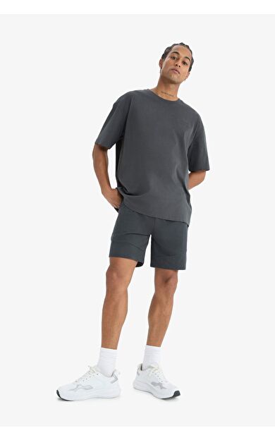 DeFacto DeFactoFit Standart Fit Sporcu Beli Bağcıklı Cepli Şort E2585AX25SMAR231
