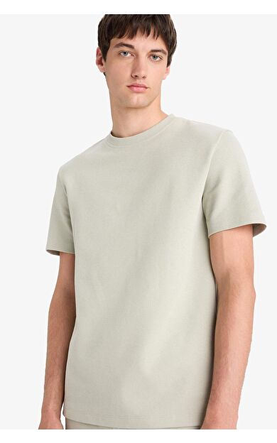 DeFacto Regular Fit Bisiklet Yaka Basic Düz Kısa Kollu Ağır Kumaş Tişört