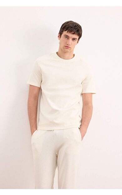 DeFacto Regular Fit Bisiklet Yaka Kısa Kollu Ağır Kumaş Tişört E2587AX25SMWT46