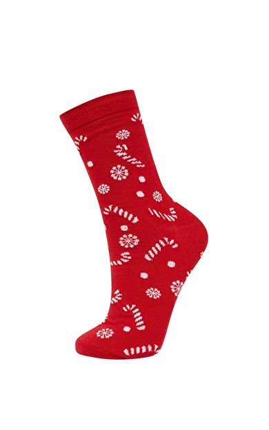 DeFacto Kadın Yılbaşı Temalı Pamuklu Uzun Çorap