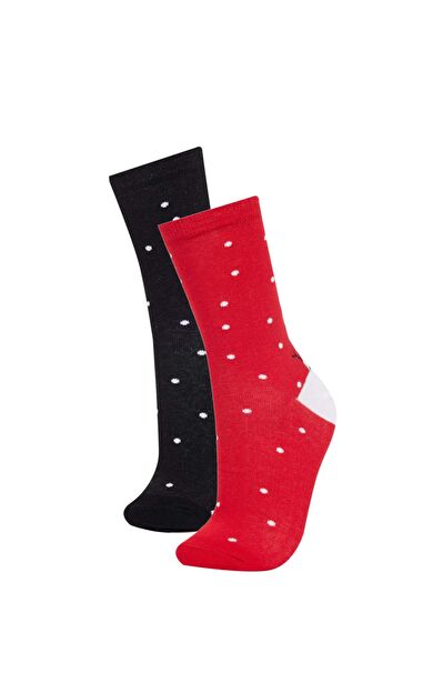 DeFacto Kadın Yılbaşı Temalı 2'li Pamuklu Uzun Çorap