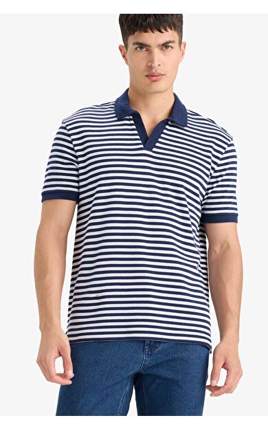 DeFacto Regular Fit Kısa Kollu Çizgili Polo Tişört E2620AX25SMNV135
