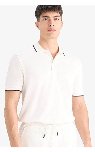 DeFacto Regular Fit Polo Yaka Kısa Kollu Dokulu Pike Polo Tişört