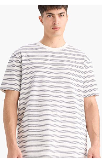 DeFacto Regular Fit Bisiklet Yaka Kısa Kollu Çizgili Tişört
