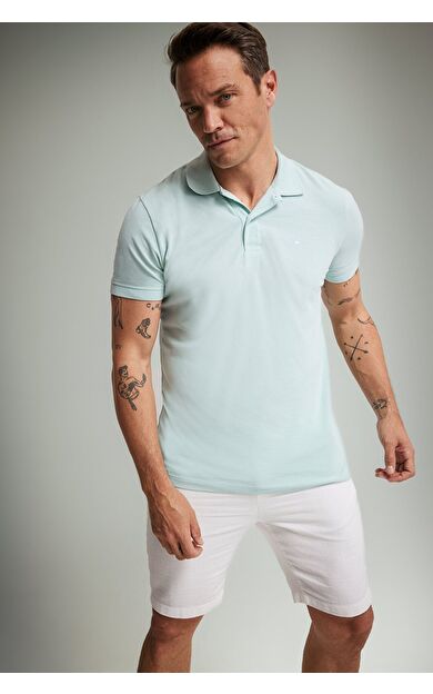 DeFacto %100 Pamuk Slim Fit Dar Kesim Kısa Kollu Pike Polo Tişört E2633AX25SMGN1113