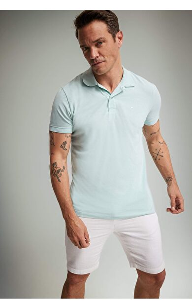 DeFacto %100 Pamuk Slim Fit Dar Kesim Kısa Kollu Pike Polo Tişört E2633AX25SMGN1113