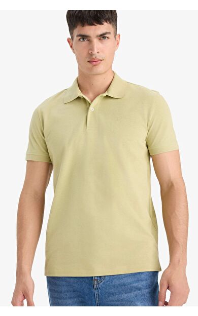 DeFacto %100 Pamuk Slim Fit Dar Kesim Polo Yaka Kısa Kollu Pamuklu Nakışlı Pike Polo Tişört E2633AX25SMKH517