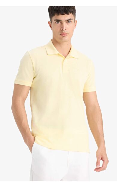 DeFacto %100 Pamuk Slim Fit Dar Kesim Polo Yaka Kısa Kollu Pamuklu Nakışlı Pike Polo Tişört E2633AX25SMYL498