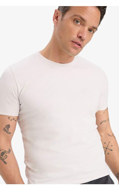 DeFacto Slim Fit Dar Kesim Bisiklet Yaka Kısa Kollu Tişört E2635AX25SMGR293