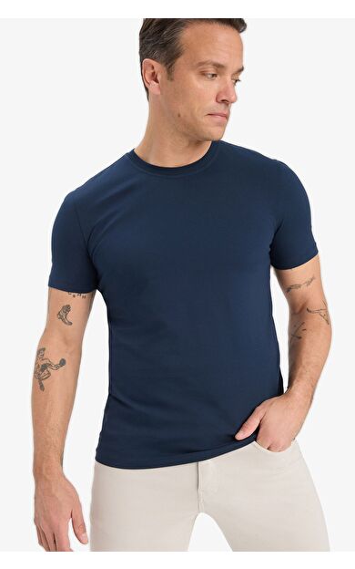 DeFacto Slim Fit Dar Kesim Bisiklet Yaka Kısa Kollu Tişört E2635AX25SMNV135