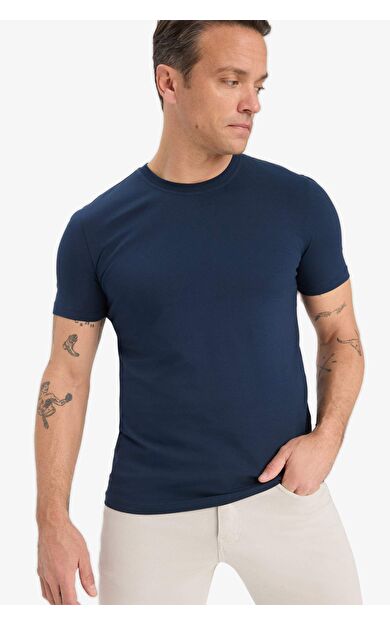 DeFacto Slim Fit Dar Kesim Bisiklet Yaka Kısa Kollu Tişört E2635AX25SMNV135