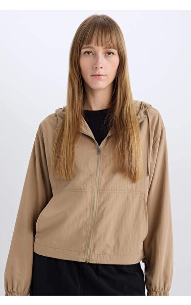 DeFacto Su Geçirmez Regular Fit Cepli Fermuarlı Kapüşonlu Yağmurluk E2641AX25SPBG778