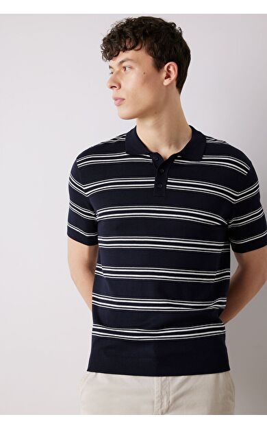 DeFacto Regular Fit Çizgili Kısa Kollu Triko Polo Tişört